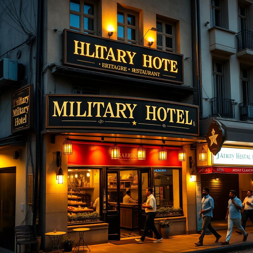 Restaurant exterior at golden hour