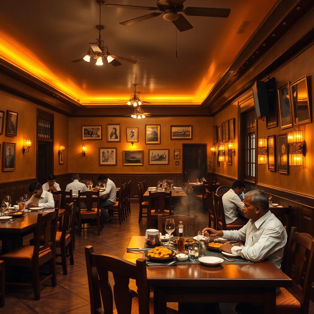 Interior dining area with warm lighting